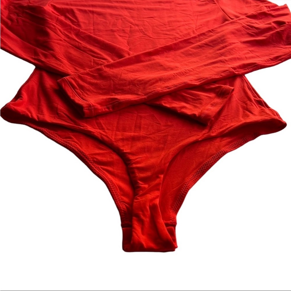 𝅺NEW Skims Fits Everybody Long Sleeve Crew Neck Bodysuit Sz XL in Ruby - Picture 5 of 10